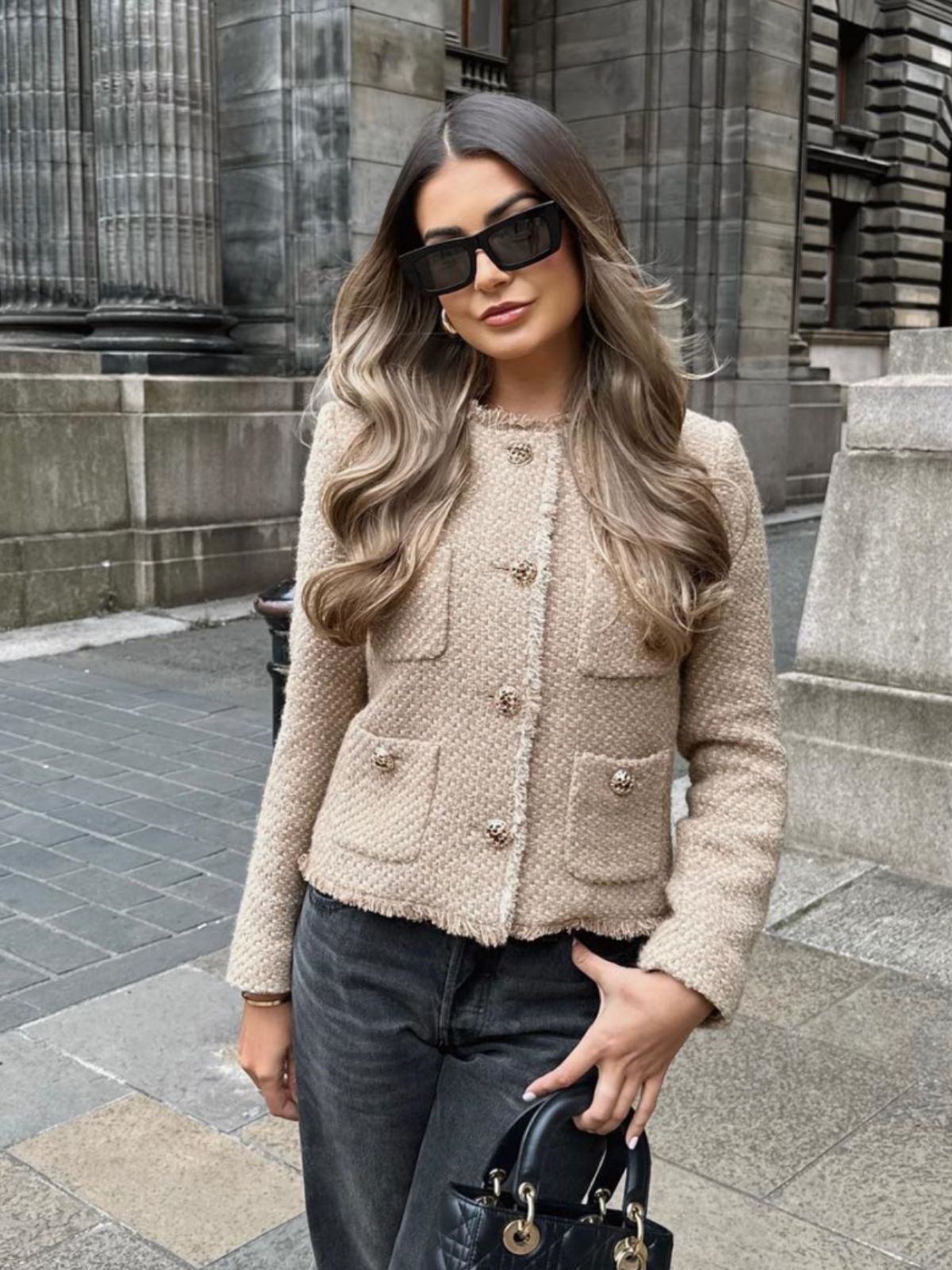 Tweed Jas | Elegant | Button-Up | Beige Jas | Vrouwenjas-Boetiek Moda