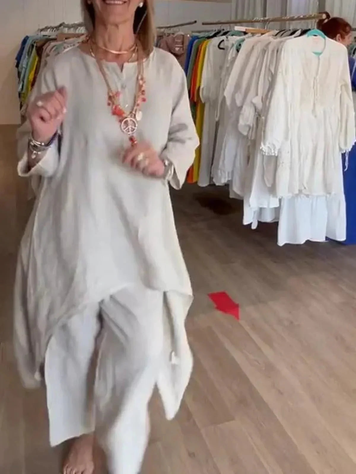 Tweedelige Set - Los model - Bijpassende - Linnen kleding - Dameskleding-Boetiek Moda