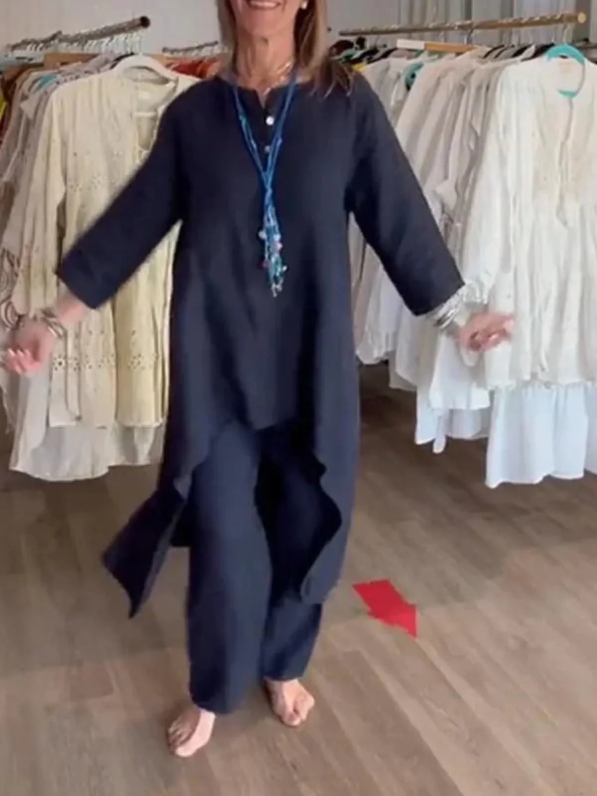 Tweedelige Set - Los model - Bijpassende - Linnen kleding - Dameskleding-Boetiek Moda