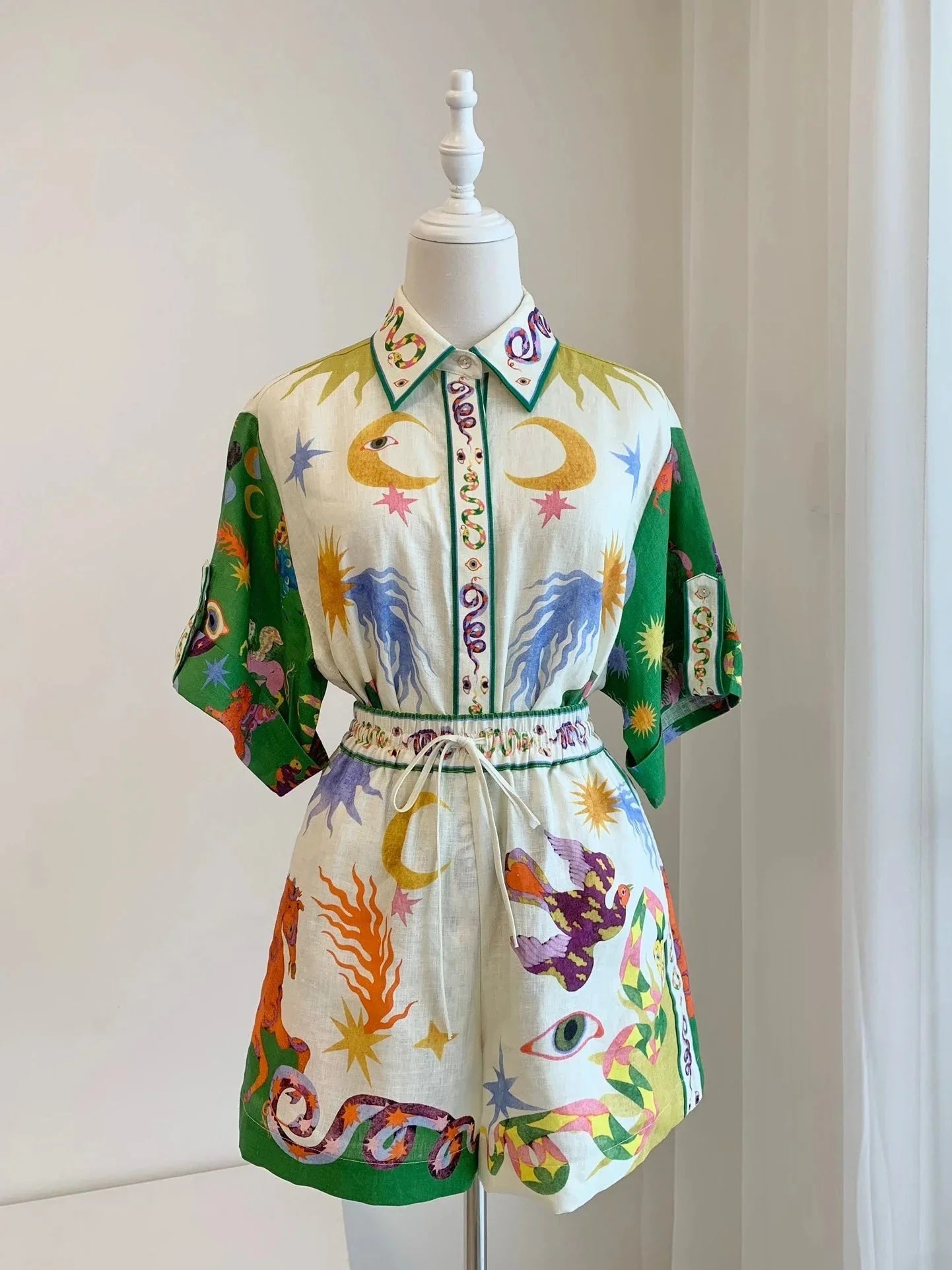 Tweedelige Set | Losjes Model | Korte Mouwen | Zomerkleding | Co-Ord's Vrouwen-Boetiek Moda