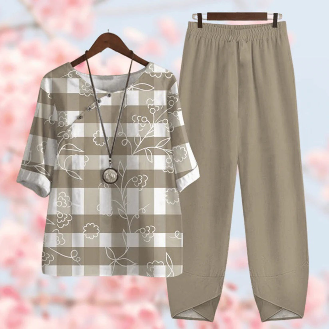 Tweedelige set - Korte mouwen - Los model - Zomerkleding - Dameskleding-Boetiek Moda