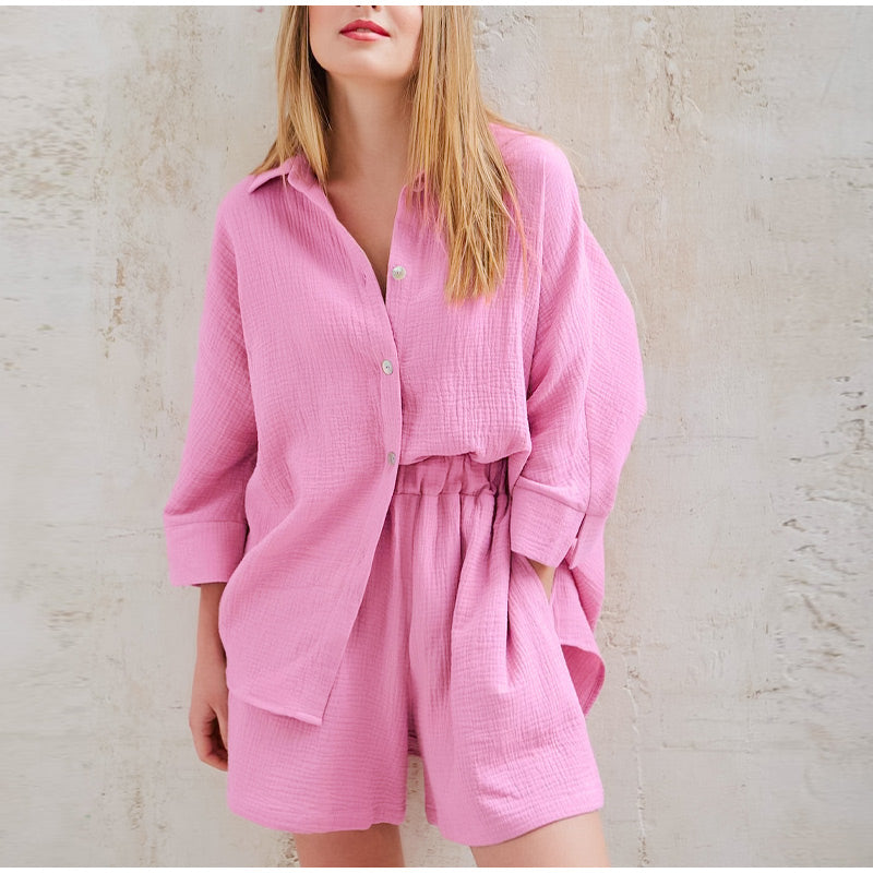 Tweedelige set | Linnen | Lange Mouwen | Tweedelige Set | Zomer Dameskleding-Boetiek Moda
