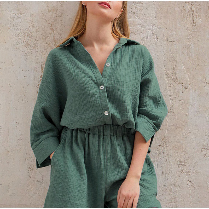 Tweedelige set | Linnen | Lange Mouwen | Tweedelige Set | Zomer Dameskleding-Boetiek Moda