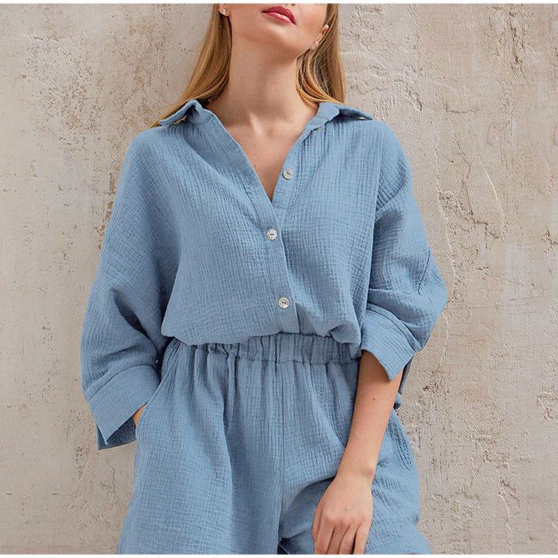Tweedelige set | Linnen | Lange Mouwen | Tweedelige Set | Zomer Dameskleding-Boetiek Moda