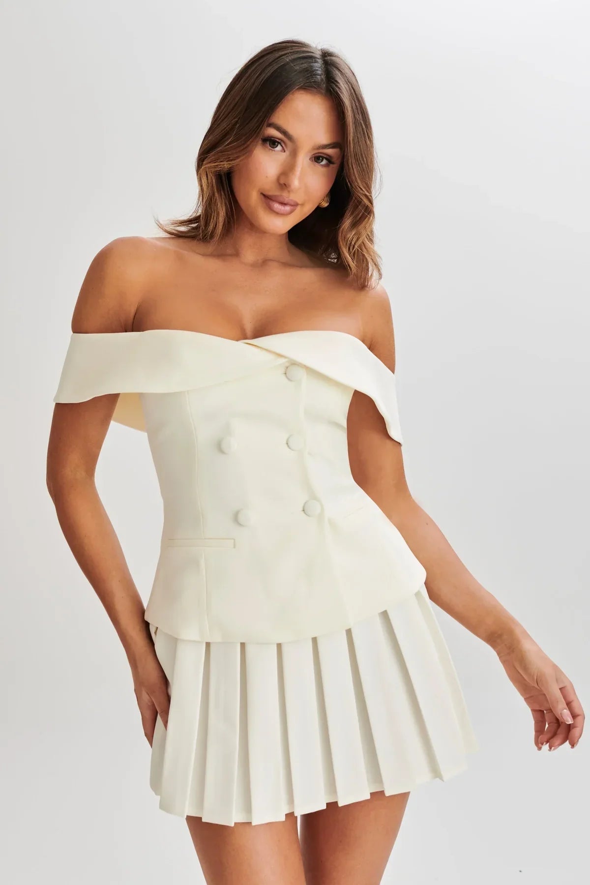 Tweedelige set - Off-Shoulder - Minirok - Rok en top - Dameskleding-Boetiek Moda