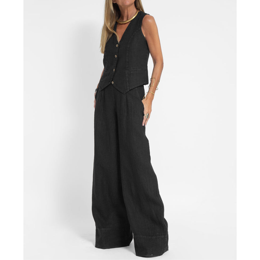Tweedelige set - Wijde pijpen - Mouwloos - Linnen Kleding Linnen kleding - Dameskleding-Boetiek Moda