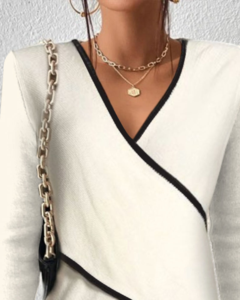 V-hals Trui | Asymmetrisch | Lange mouwen | V-hals sweater | Dameskleding-Boetiek Moda