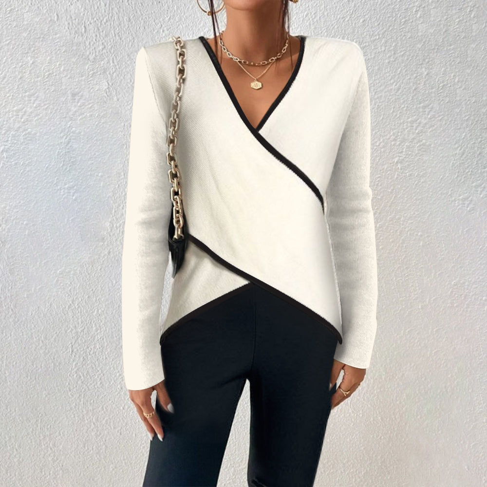 V-hals Trui | Asymmetrisch | Lange mouwen | V-hals sweater | Dameskleding-Boetiek Moda