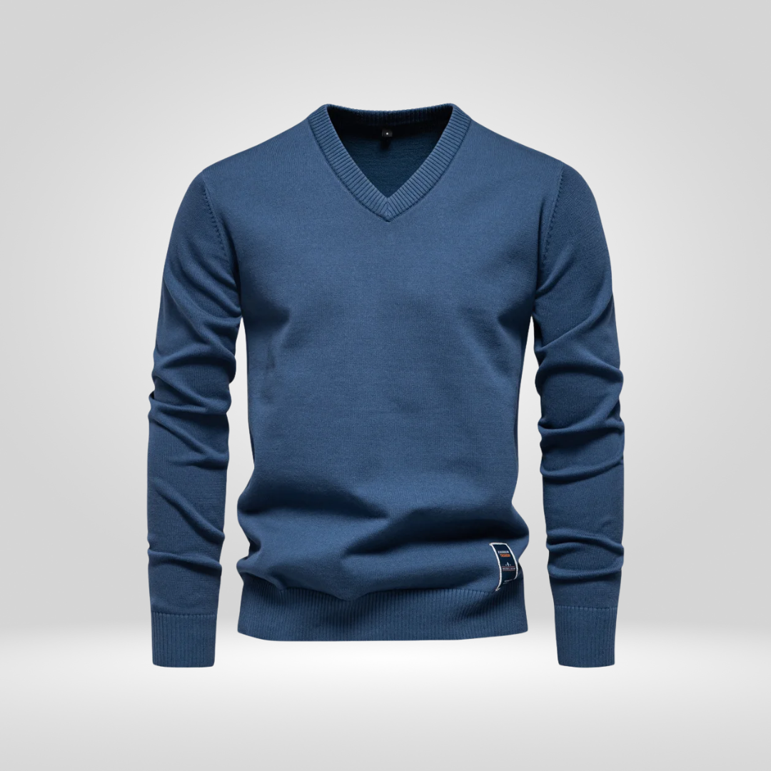 V-hals trui | Effen | Gebreid | Pullover | Gebreide kleding voor mannen-Boetiek Moda