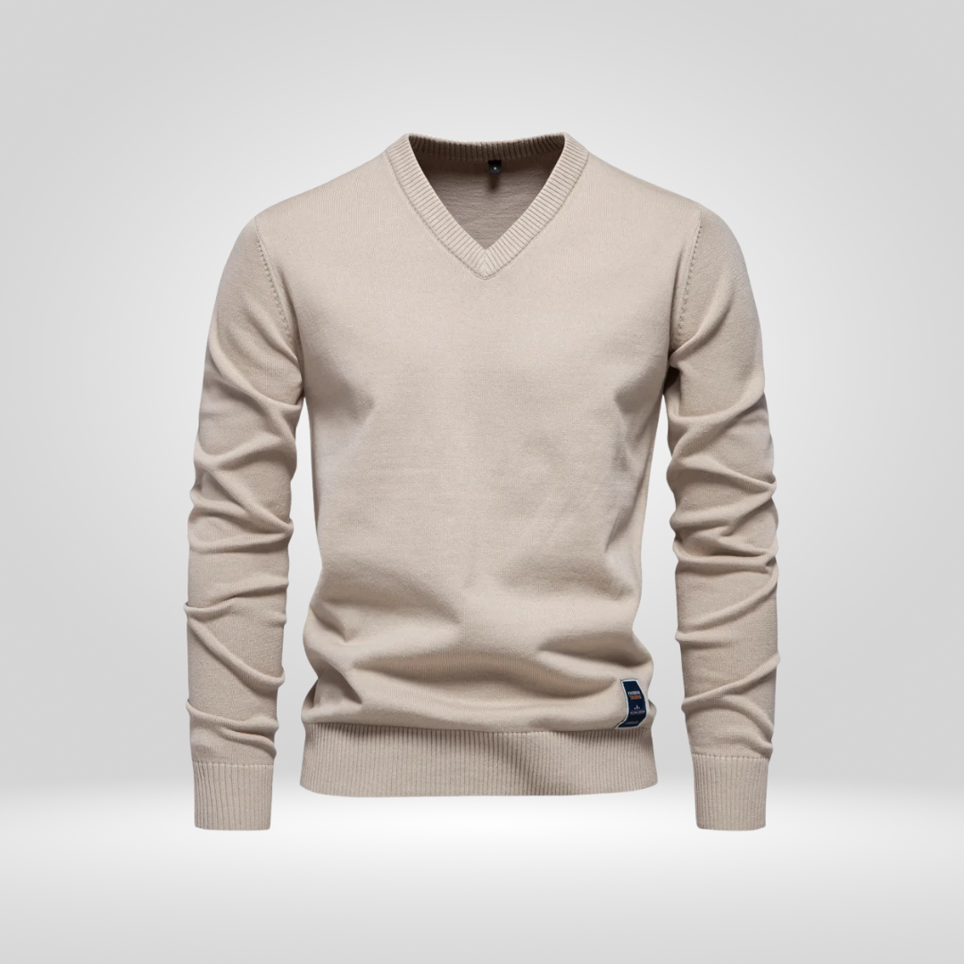 V-hals trui | Effen | Gebreid | Pullover | Gebreide kleding voor mannen-Boetiek Moda