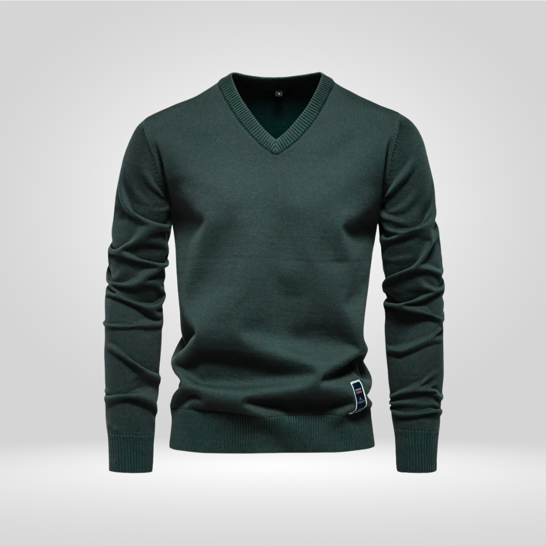 V-hals trui | Effen | Gebreid | Pullover | Gebreide kleding voor mannen-Boetiek Moda