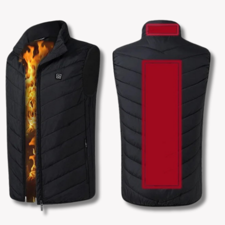Verwarmd Vest - Warm herenvest met ritssluiting en gewatteerde voering-Boetiek Moda