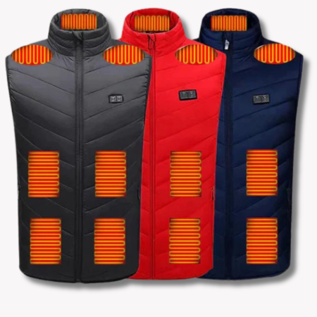 Verwarmd Vest - Warm herenvest met ritssluiting en gewatteerde voering-Boetiek Moda