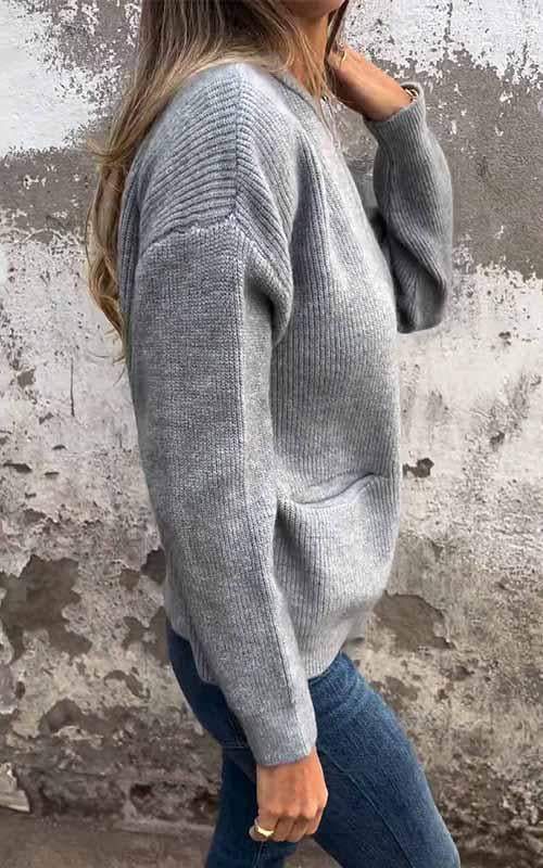 Vest met rits - Warm - Zakken - Gebreid vest - Dameskleding-Boetiek Moda