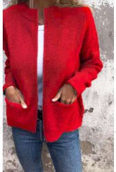 Vest met rits - volledige rits - zakken - gebreid vest - damesbreigoed-Boetiek Moda