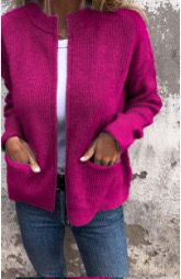 Vest met rits - volledige rits - zakken - gebreid vest - damesbreigoed-Boetiek Moda