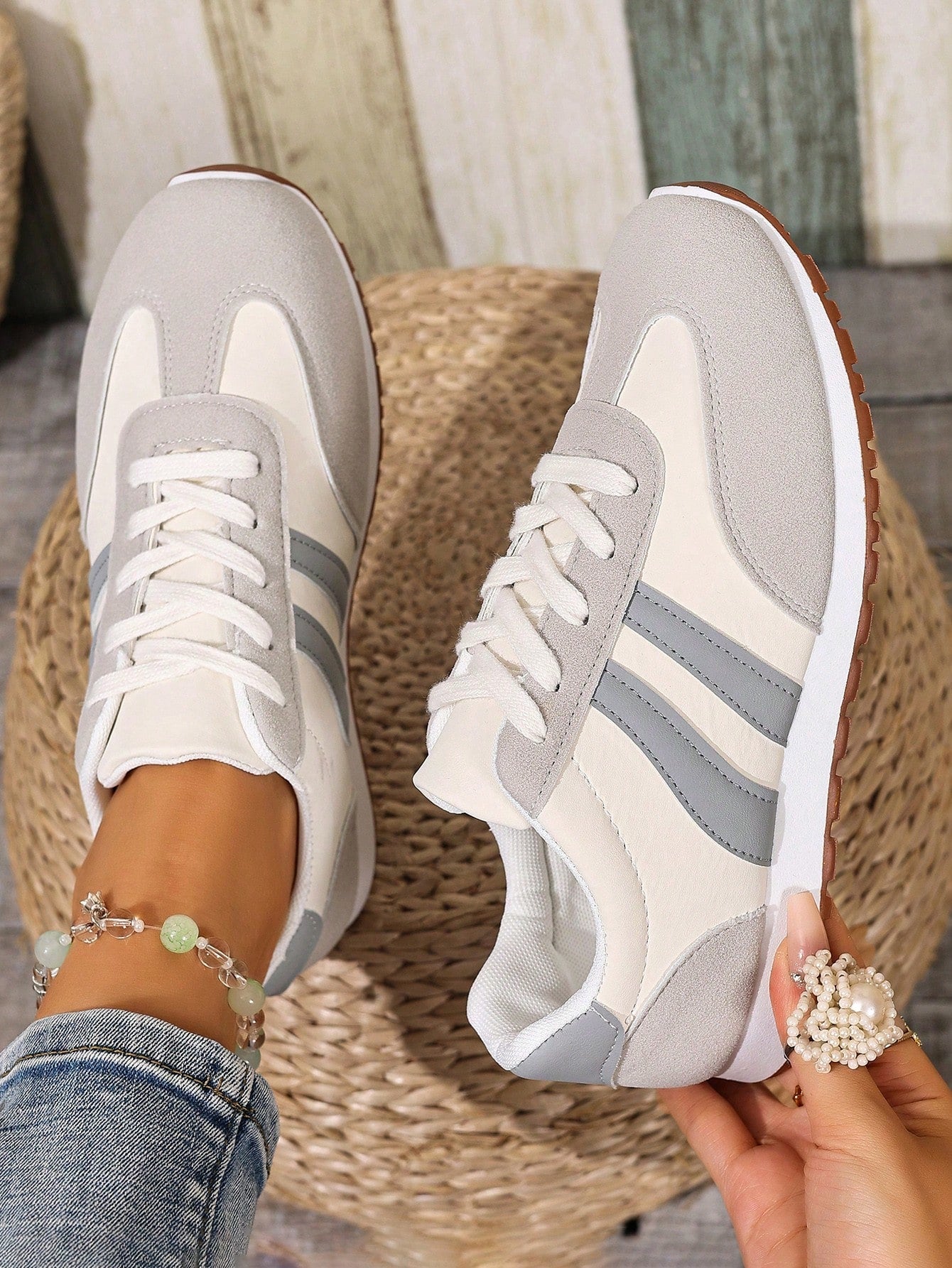 Veterschoenen - Casual gestreepte schoenen voor elke dag voor dames-Boetiek Moda