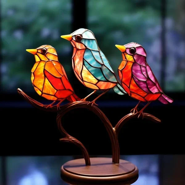 Vogelversiering | Kleurrijk | Vogelbeeldje | Glazen vogel | Tafeldecoratie-Boetiek Moda