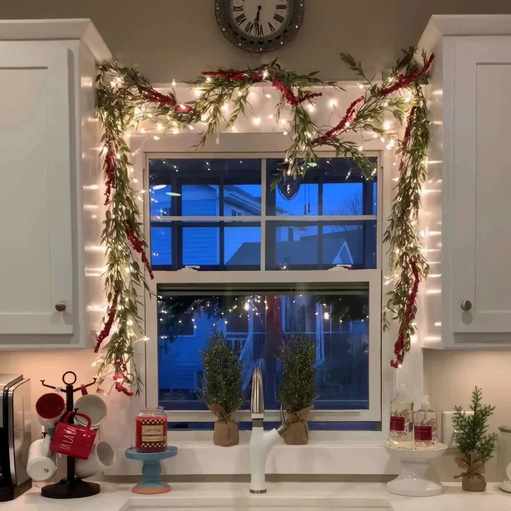 Voorverlichte slinger - LED - Kunstmatig - Kerstslingers - Kerstverlichting-Boetiek Moda