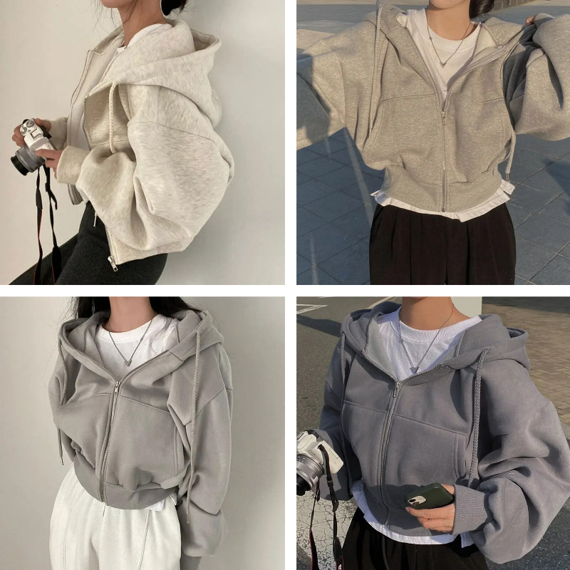 Vrouwen Hoodie | Comfy | Oversized | Rits Hoodie | Dames Zip-Up Hoodies-Boetiek Moda