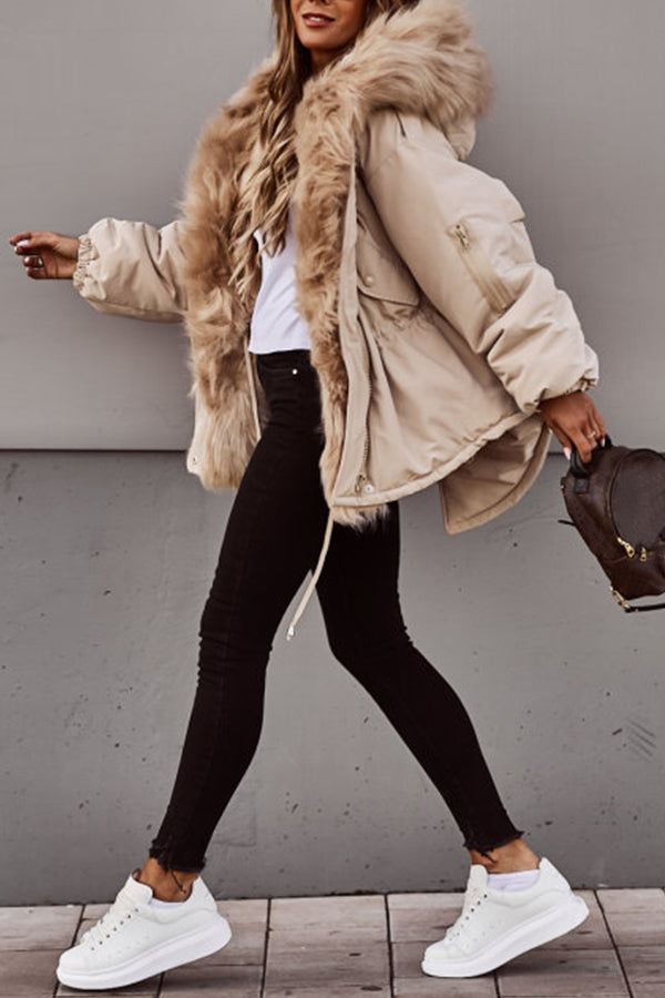 Vrouwen Parka Jas | Capuchon | Koord | Bontgevoerde Jas | Dames Winterjas-Boetiek Moda