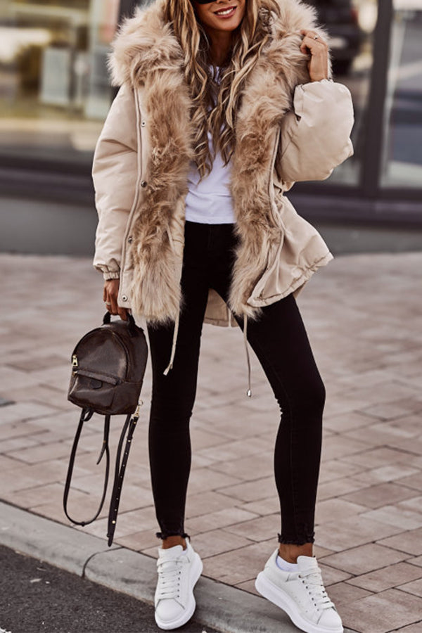 Vrouwen Parka Jas | Capuchon | Koord | Bontgevoerde Jas | Dames Winterjas-Boetiek Moda