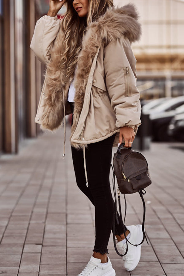 Vrouwen Parka Jas | Capuchon | Koord | Bontgevoerde Jas | Dames Winterjas-Boetiek Moda