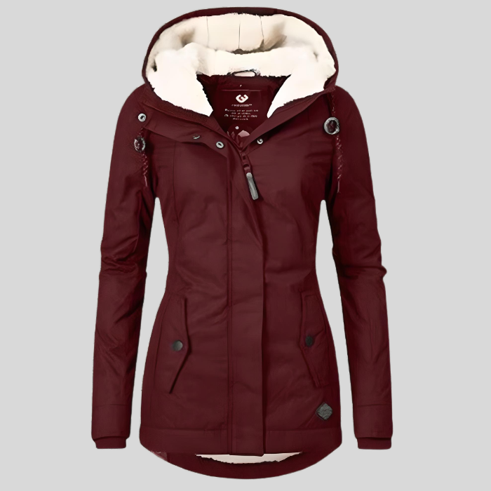 Waterdichte jas – met capuchon – met fleecevoering – regenjas – winterjas voor dames-Boetiek Moda