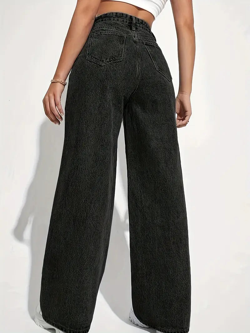 Wide Leg Jeans - Damesjeans met hoge taille en losse pasvorm-Boetiek Moda