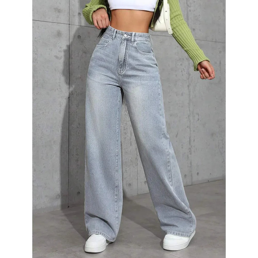 Wide Leg Jeans - Damesjeans met hoge taille en losse pasvorm-Boetiek Moda