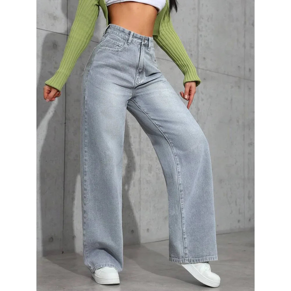 Wide Leg Jeans - Damesjeans met hoge taille en losse pasvorm-Boetiek Moda