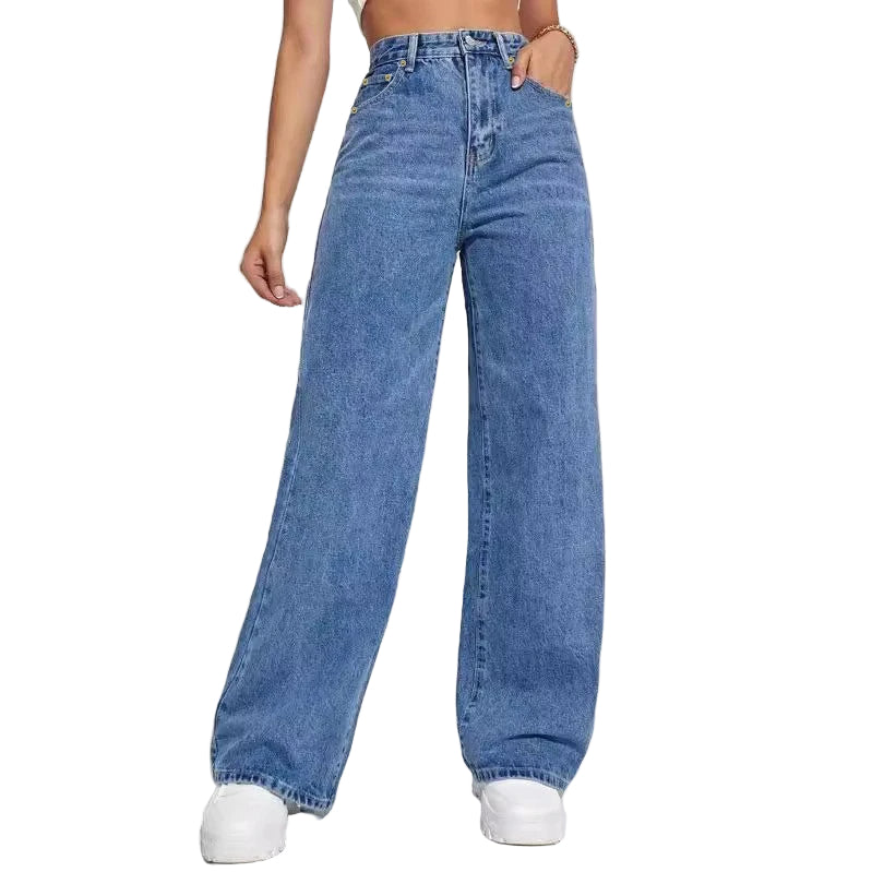 Wide-Leg Jeans - Damesjeans met hoge taille en uitlopende pijpen-Boetiek Moda