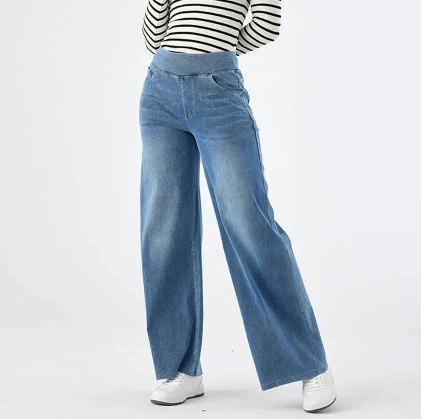 Wide Leg Jeans - Elastische taille, stretchy, losse jeans voor dames-Boetiek Moda