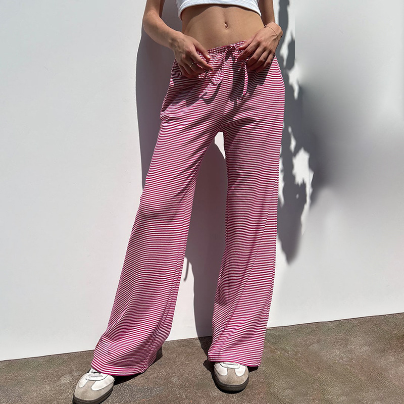 Wijde Broek | Gestreepte | Lage taille | Loungebroek | Damesbroek-Boetiek Moda