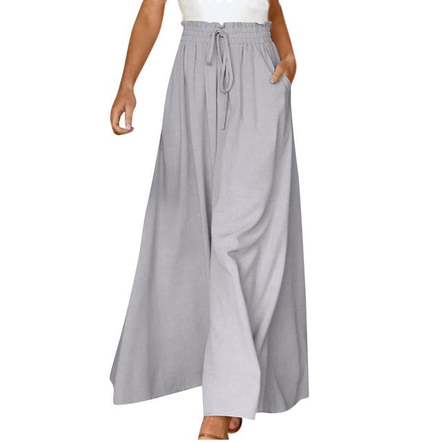 Wijde Broek - Hoge taille - Soepelvallend - Palazzo-broek - Linnen broek voor dames-Boetiek Moda