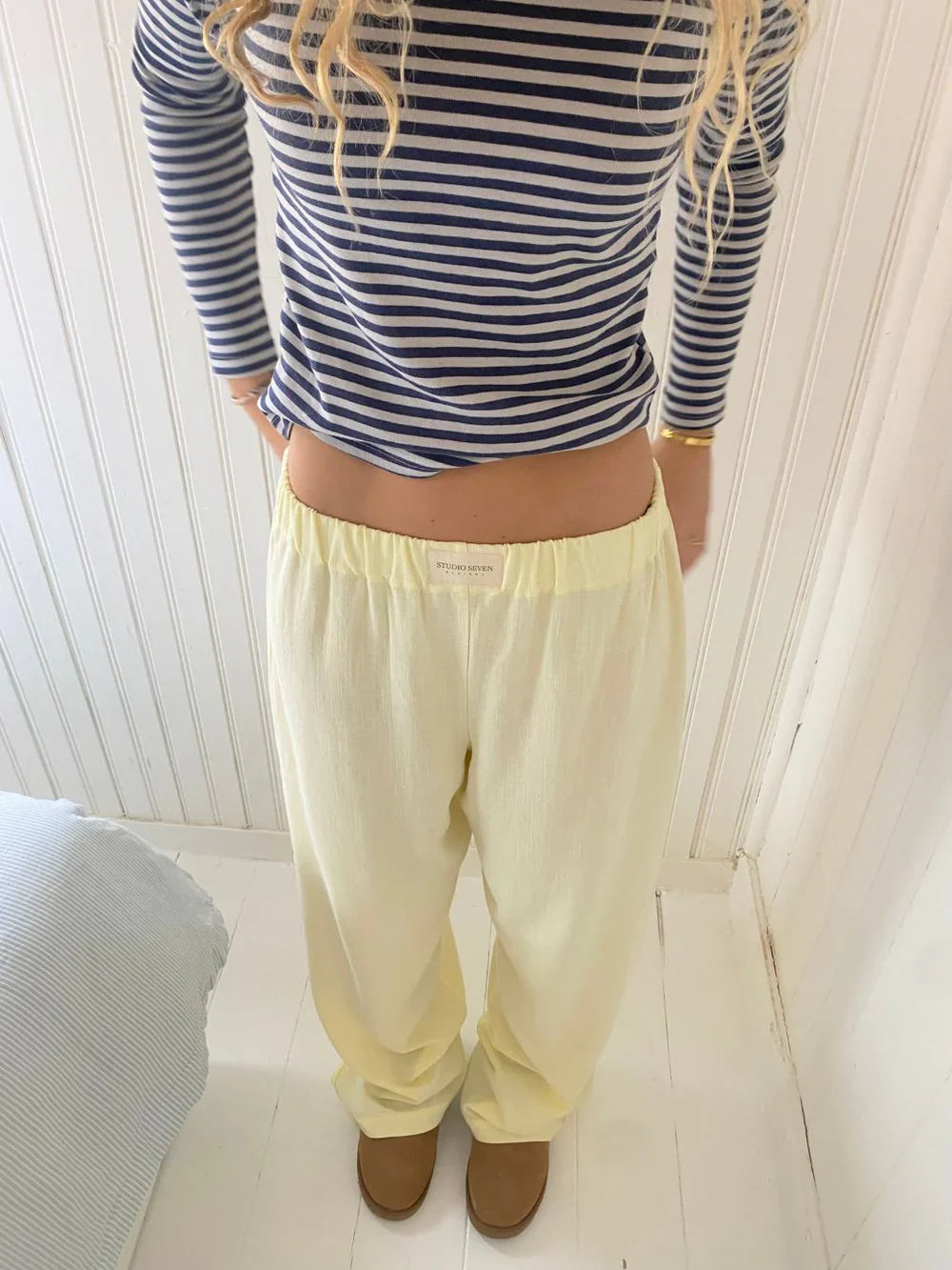 Wijde broek | Lage taille | Elastische tailleband | Pyjamabroek | Lounge broek voor dames-Boetiek Moda