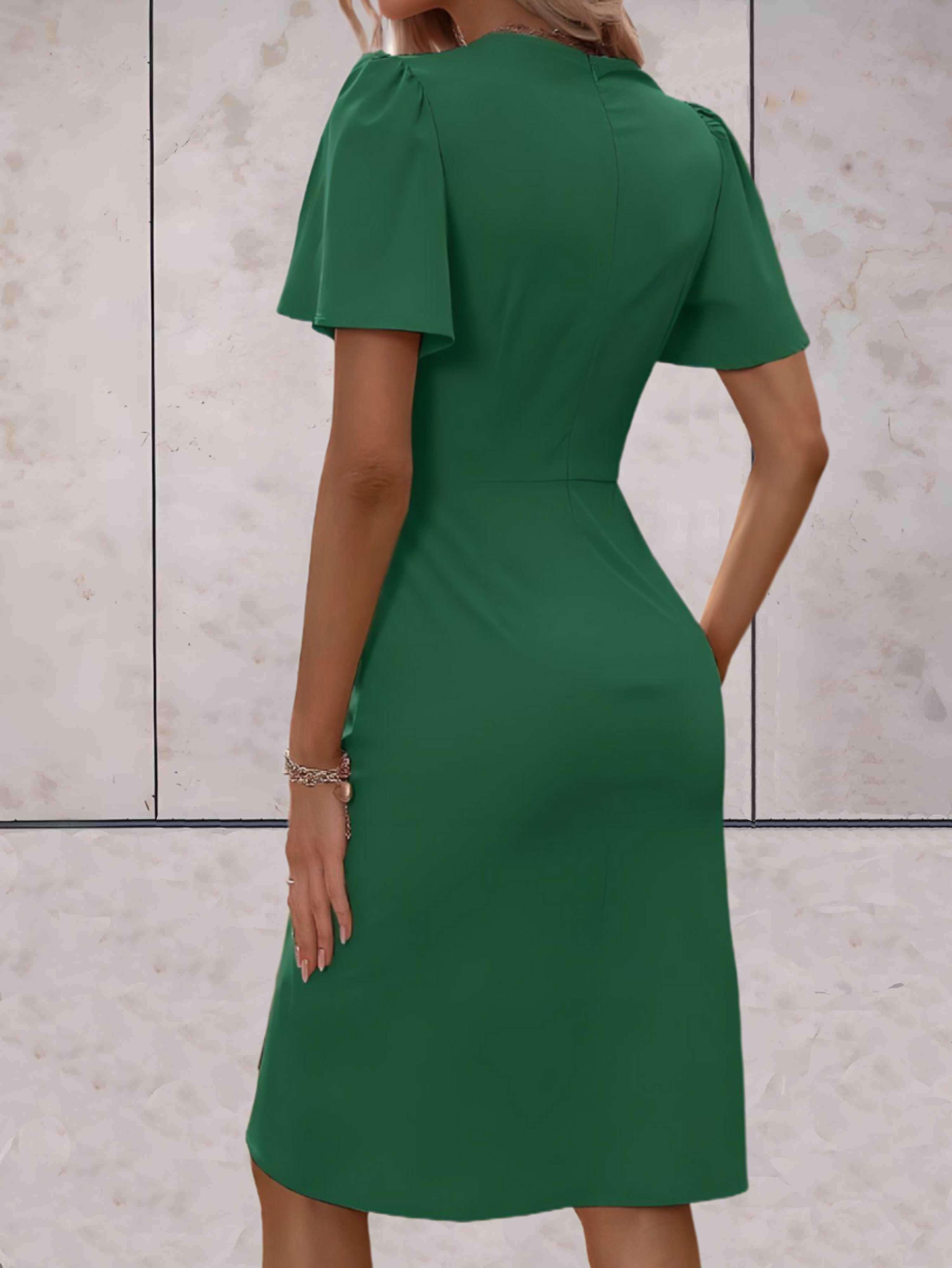 Wikkeljurk - Elegante V-hals vlindermouw jurk knielengte-Boetiek Moda