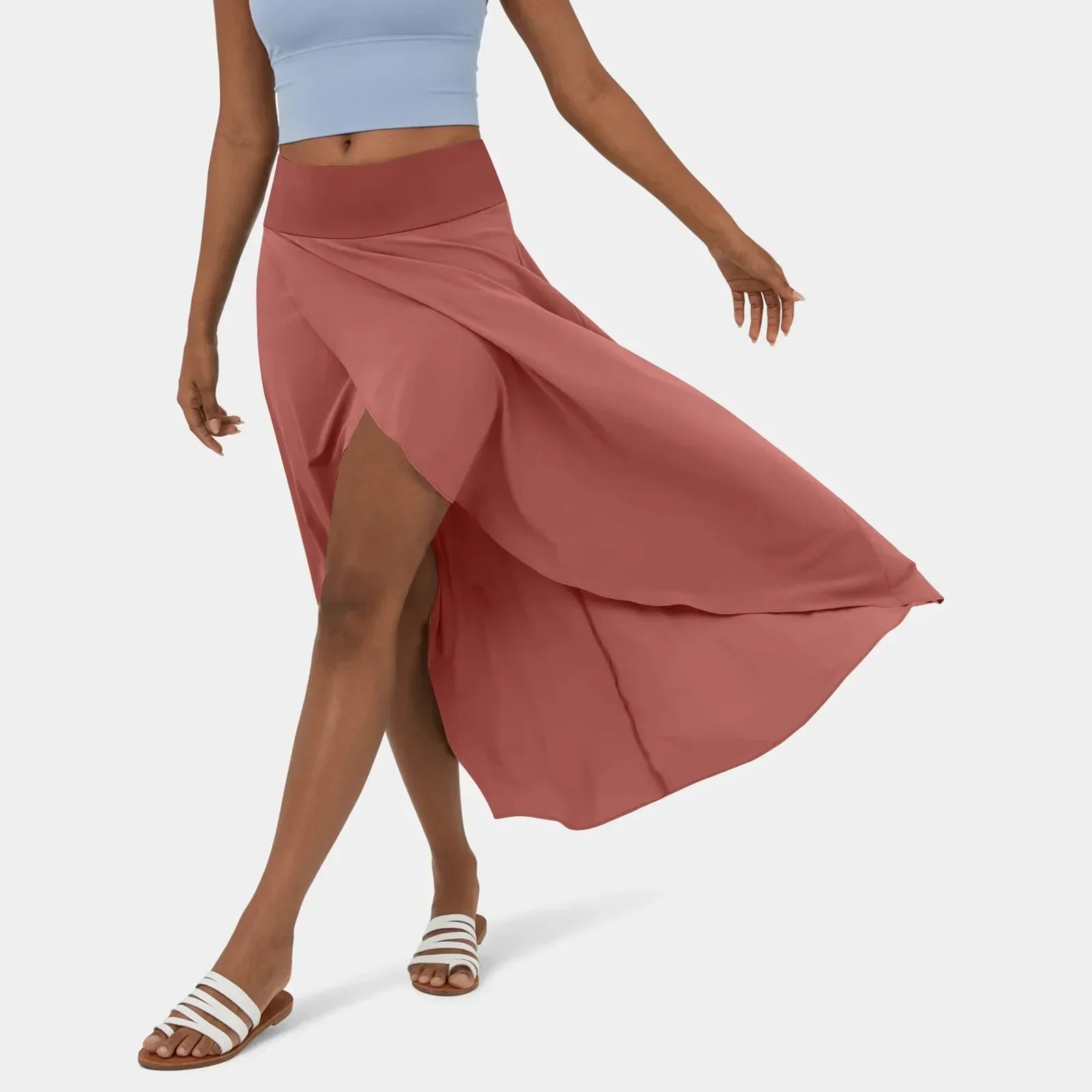 Wikkelrok - Asymmetrisch - Soepelvallend - Midirok - Zomerrok-Boetiek Moda