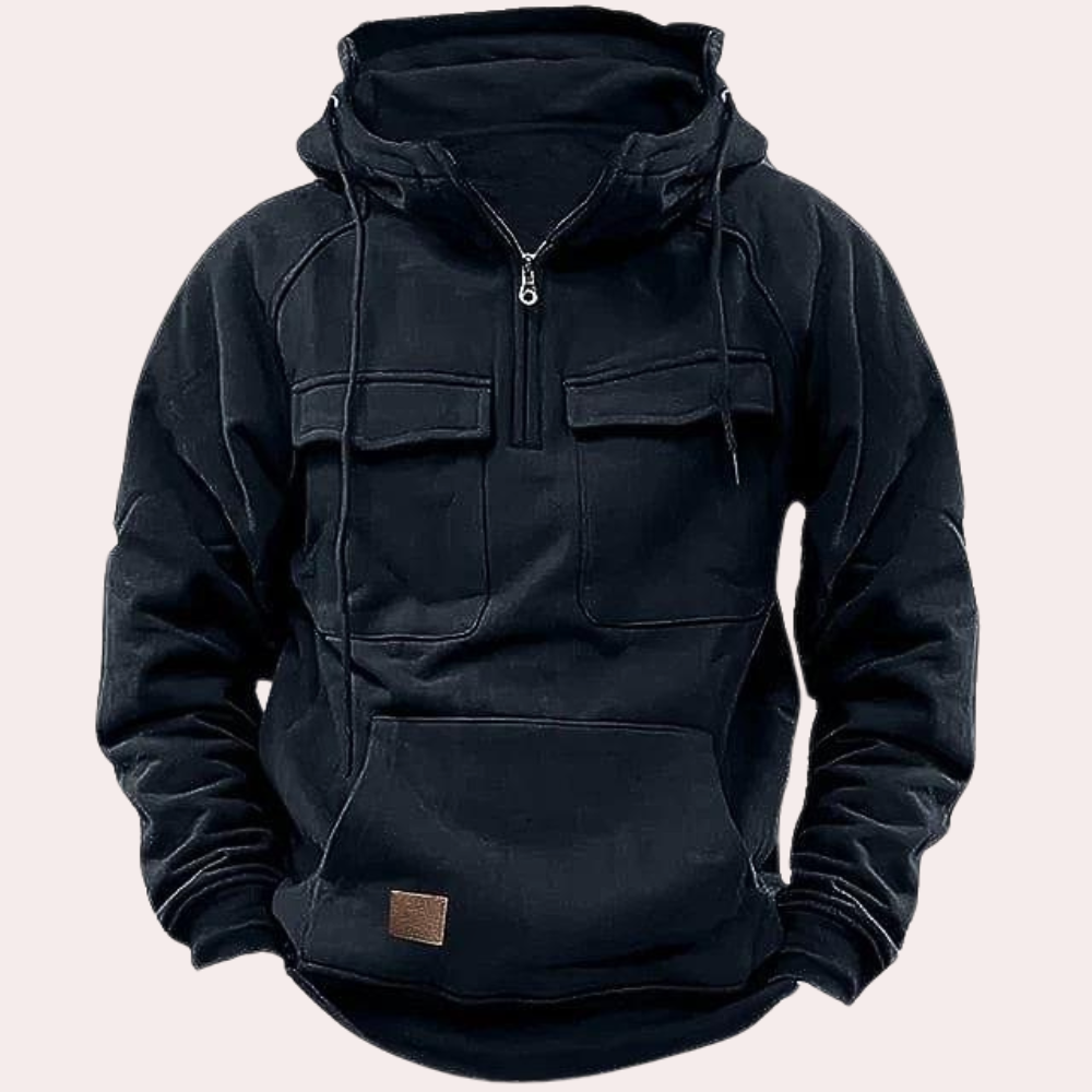 Winter Hoodie - Warme Half-Zip Pullover Cargo Hoodie voor heren-Boetiek Moda