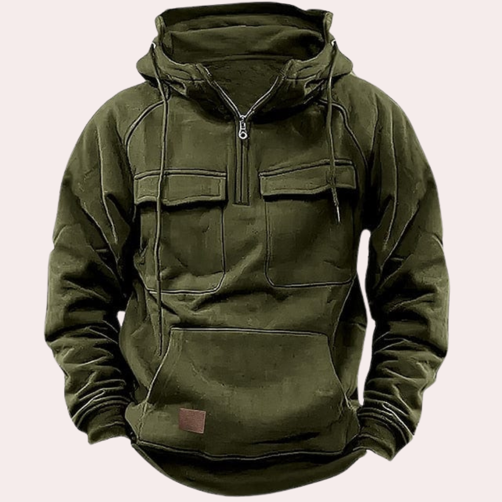 Winter Hoodie - Warme Half-Zip Pullover Cargo Hoodie voor heren-Boetiek Moda