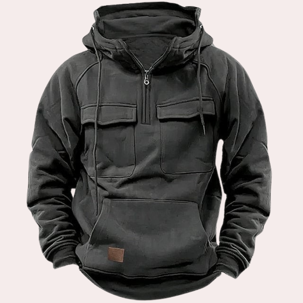 Winter Hoodie - Warme Half-Zip Pullover Cargo Hoodie voor heren-Boetiek Moda