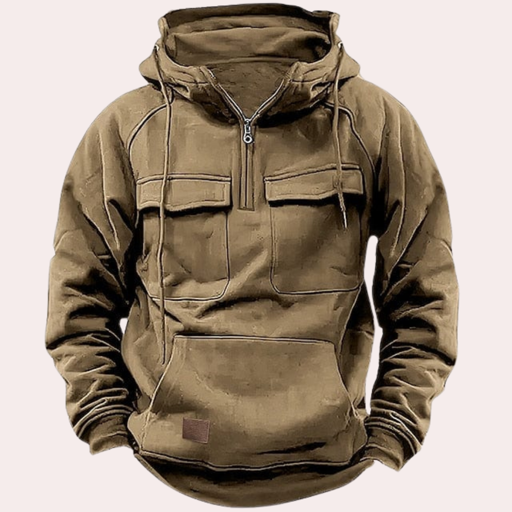 Winter Hoodie - Warme Half-Zip Pullover Cargo Hoodie voor heren-Boetiek Moda