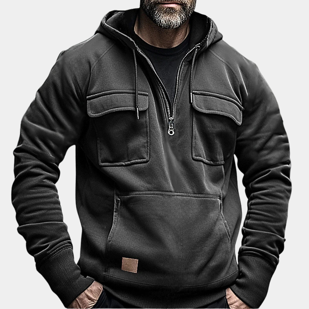 Winter Hoodie - Warme Half-Zip Pullover Cargo Hoodie voor heren-Boetiek Moda