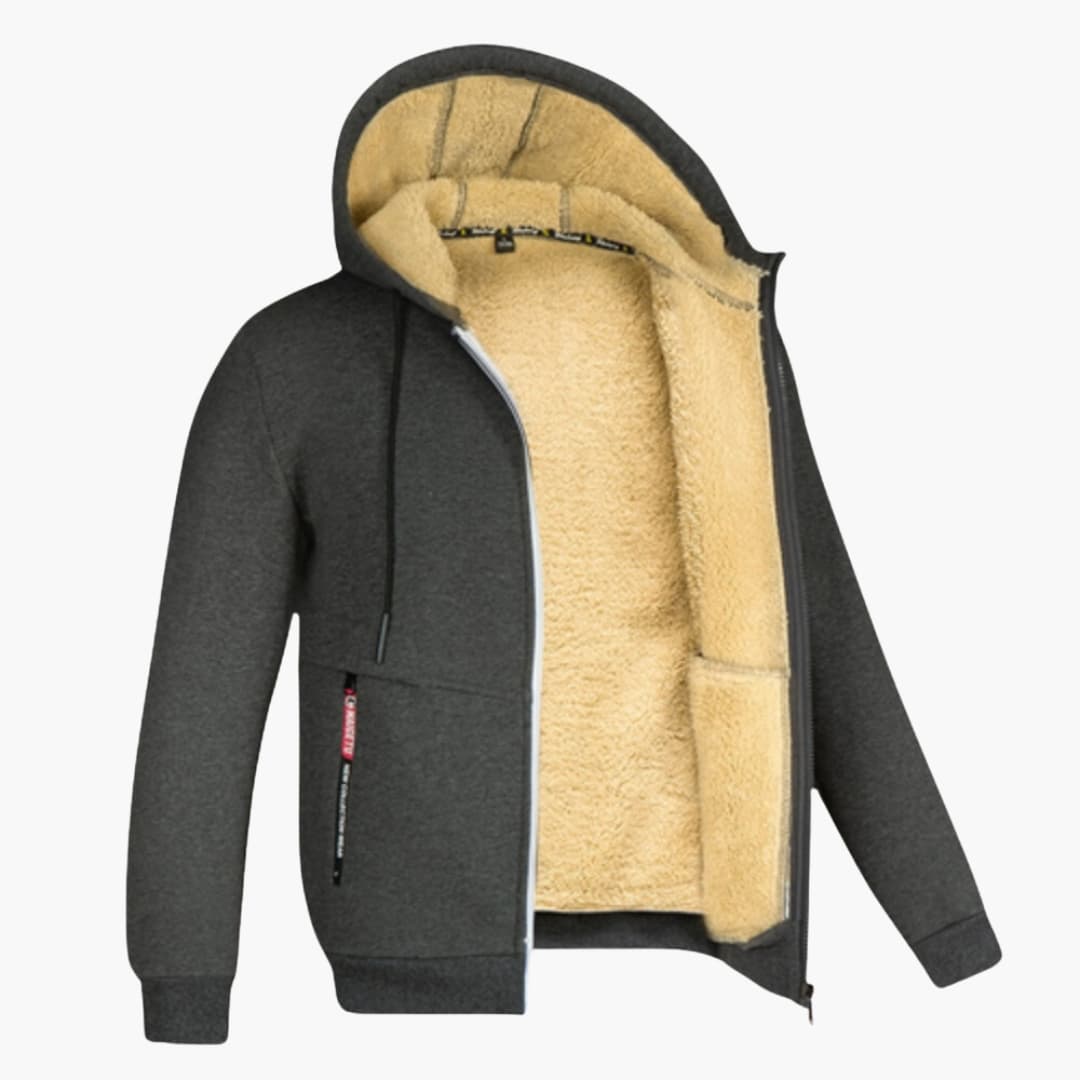 Winter Hoodie - Warme Sherpa gevoerde Zip Hoodie voor heren-Boetiek Moda