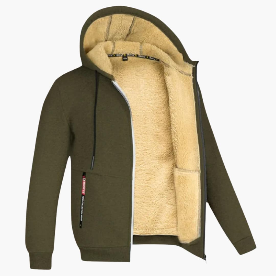 Winter Hoodie - Warme Sherpa gevoerde Zip Hoodie voor heren-Boetiek Moda