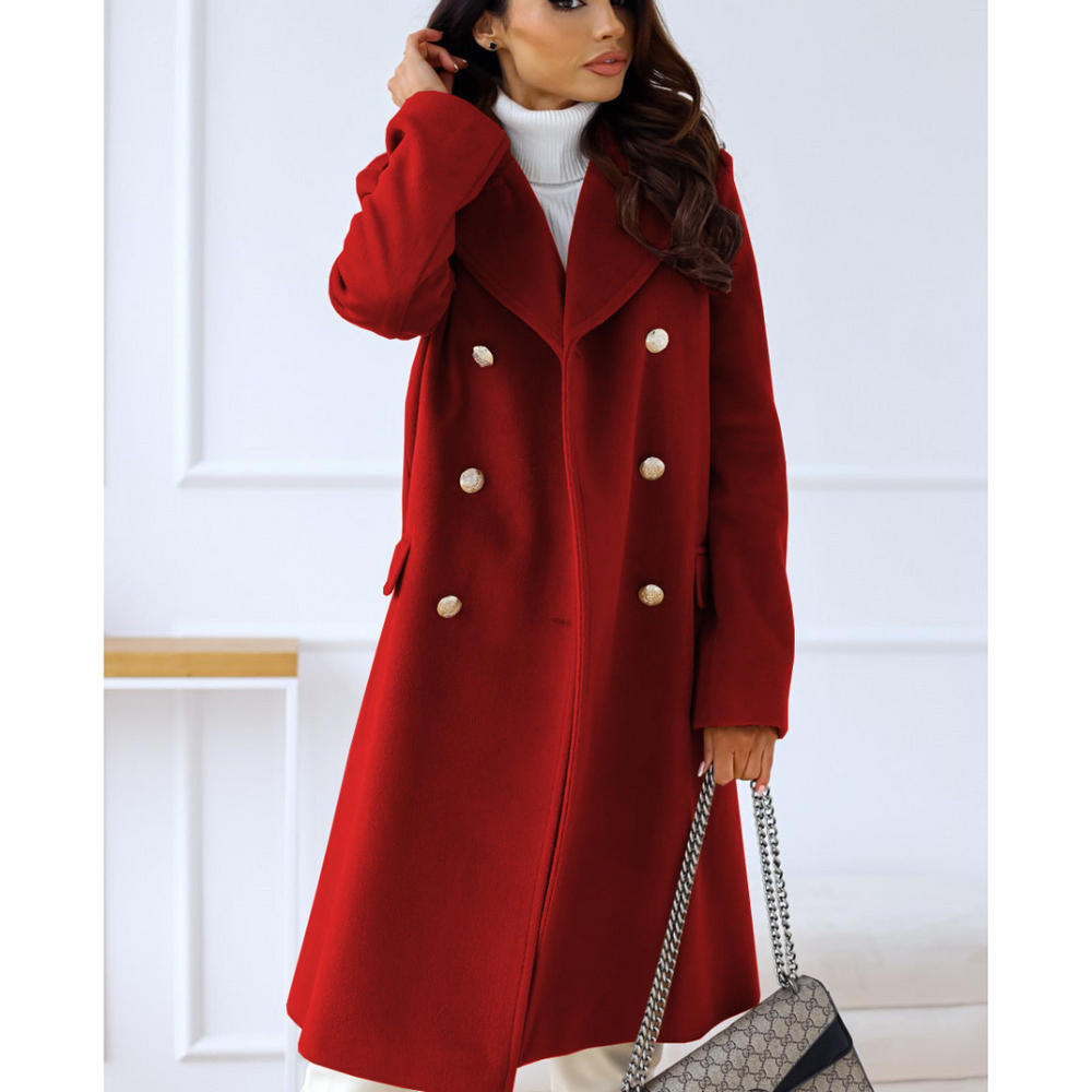 Winter Trench Coat - Dubbelrijig - Met kraag - Lange jas - Damesjas-Boetiek Moda