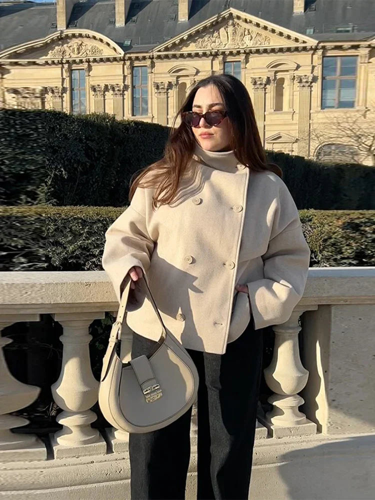 Winter Trench Coat | Kort | Oversized | Wollen Trench Coat | Vrouwenjas-Boetiek Moda