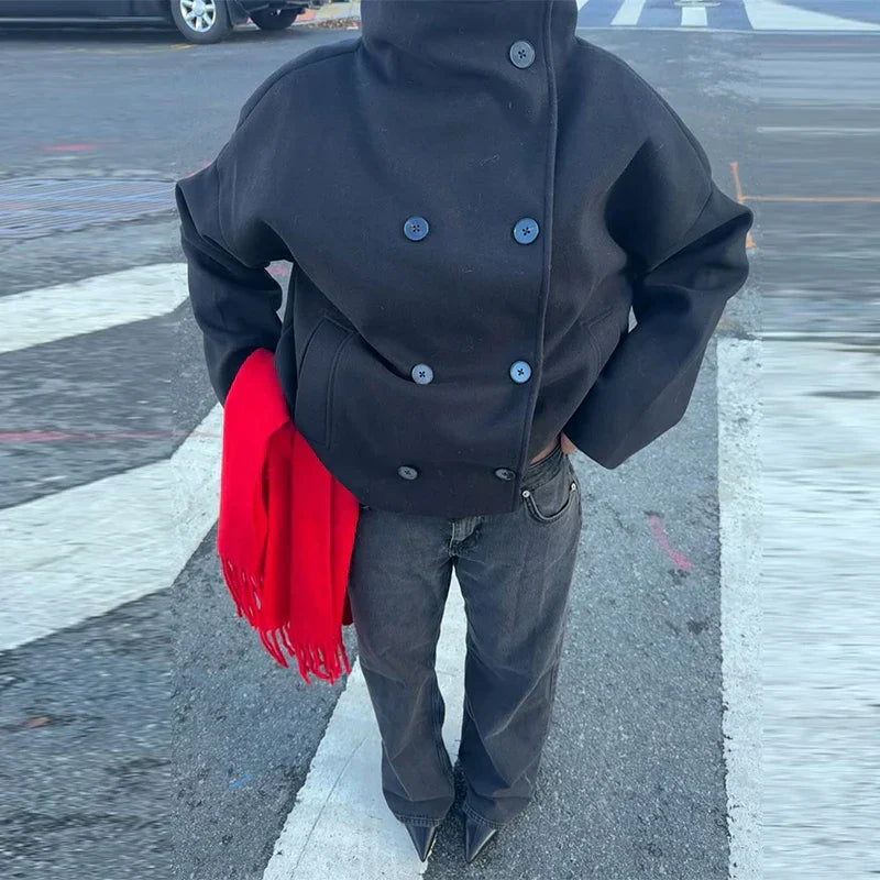 Winter Trench Coat | Kort | Oversized | Wollen Trench Coat | Vrouwenjas-Boetiek Moda