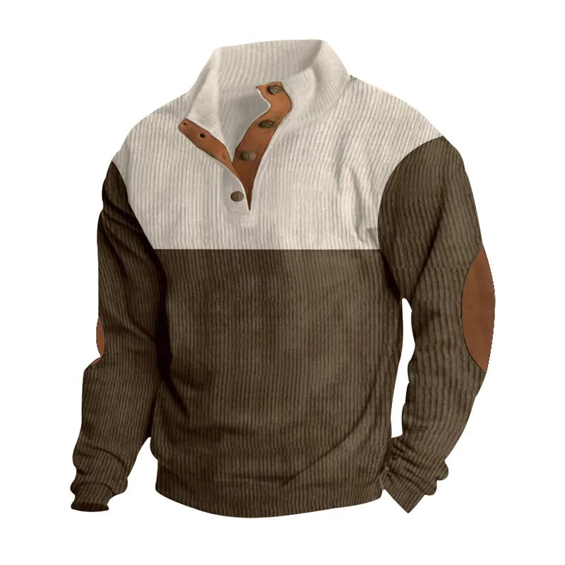 Winter Trui - Elleboogstukken - Knoopsluiting - Trui - Herenkleding-Boetiek Moda