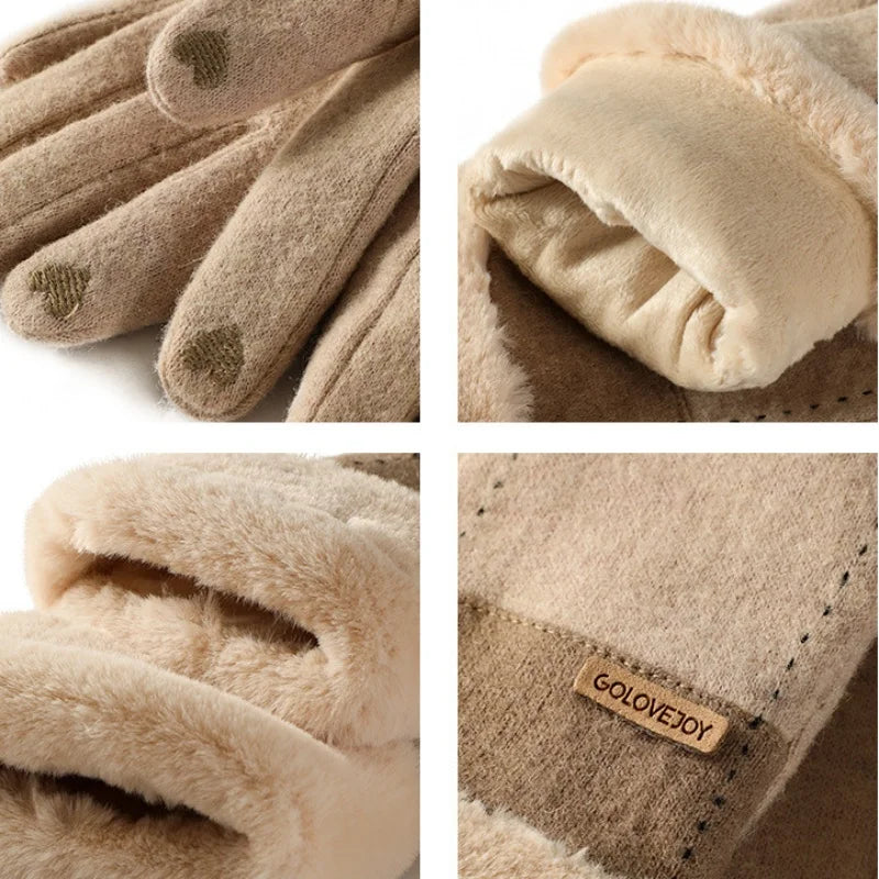 Winterhandschoenen - Stijlvolle, Warme, met bont Gevoerde Dameshandschoenen-Boetiek Moda